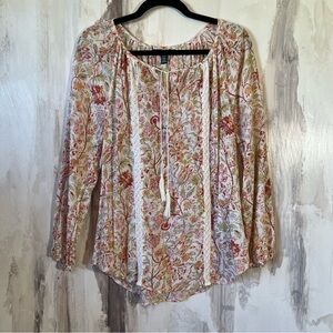 Chaps Denim Long Sleeve Crinkle Blouse Size S
